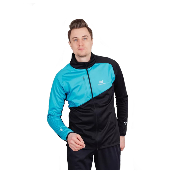 Куртка разминочная NORDSKI Premium (голубой/черный)