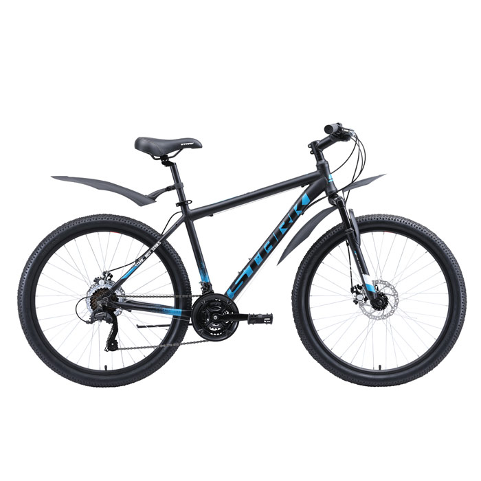 Велосипед STARK Indy 26.1 D Microshift (черный/голубой/белый) (2020)