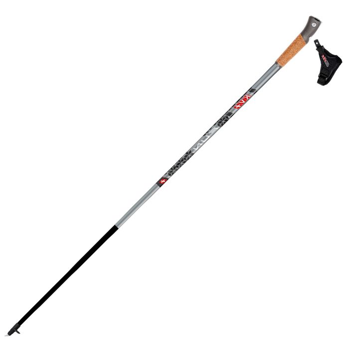 Палки для скандин. ходьбы KV+ (22W01) FUN Clip Nordic Walking pole 132,5 cm (Карбон 30%) (черный/сер
