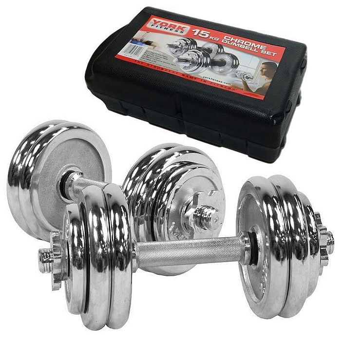 Гантель SPORTEX в кейсе 15 кг (2 шт.х7,5 кг) "York" (серый)