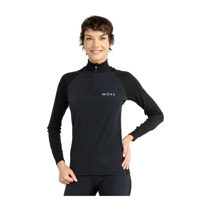 Термофутболка женская MOAX Race Wind LS (с воротником) (черный)