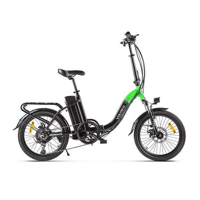 Электровелосипед VOLTECO FLEX UP! 500 Wh (черно/зеленый) (2020)