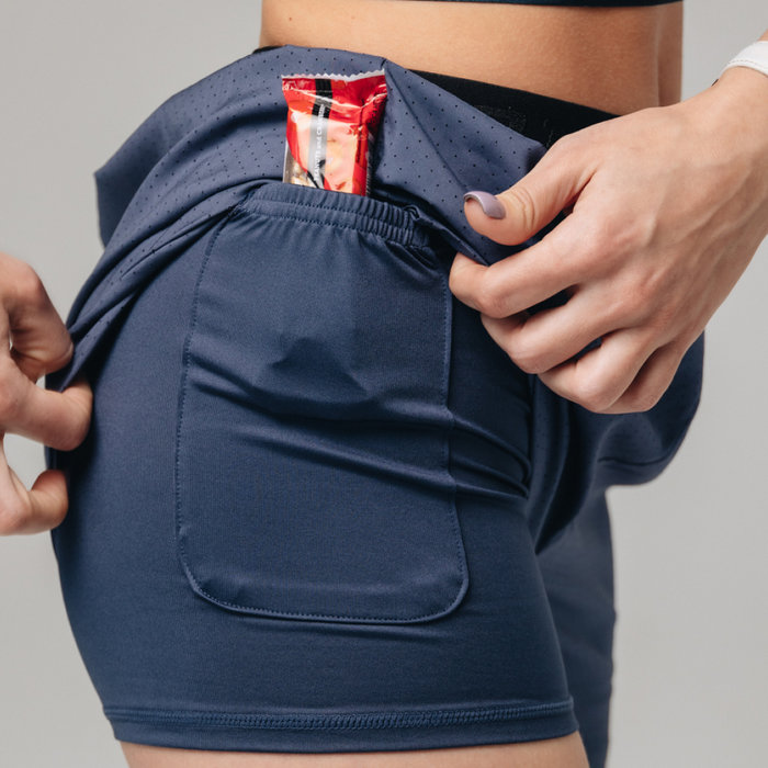 Шорты для бега женские NONAME Speed Tech 2IN1 (темно-синий)