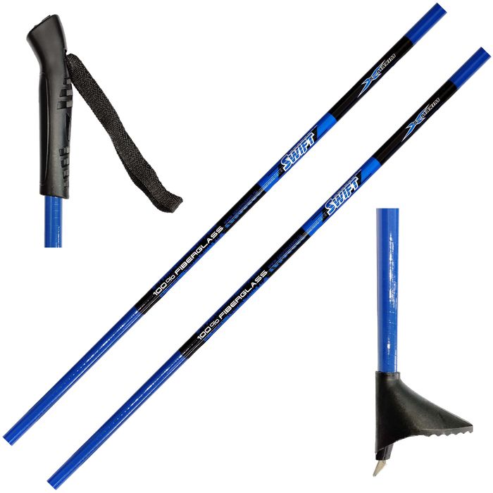 Лыжные палки SPORT MAXIM (9785) Swift Jr. (Стекловолокно 100%) (черный/синий)