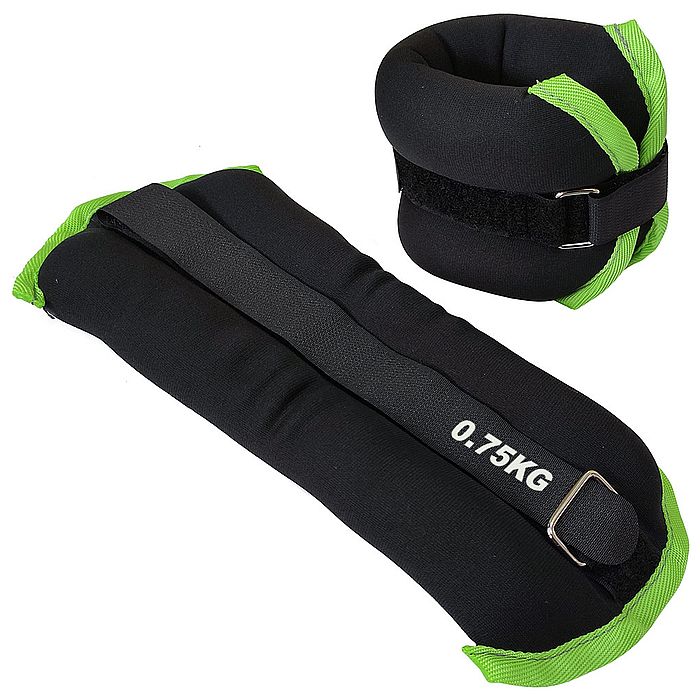 Утяжелитель SPORTEX "ALT Sport" (2х0,75 кг) (нейлон, в сумке), метал. дробь (черный/салатовый)