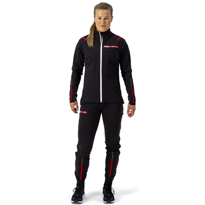 Брюки разминочные женские SWIX Triac Neo Shell (черный/красный)