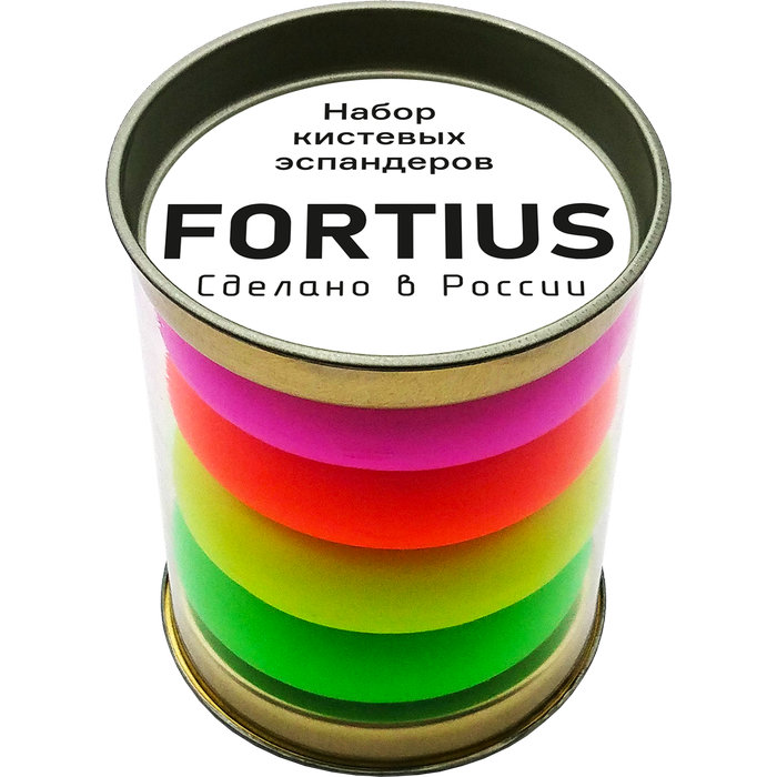 Набор кистевых эспандеров FORTIUS Neon 4 шт. (10, 20, 30, 40 кг), тубус (мультиколор)