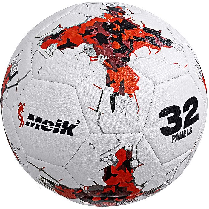 Мяч футбольный MEIK (036, 4-сл., TPU+PVC 3.2, 410-450 гр., маш. сшивка) (белый/красный)