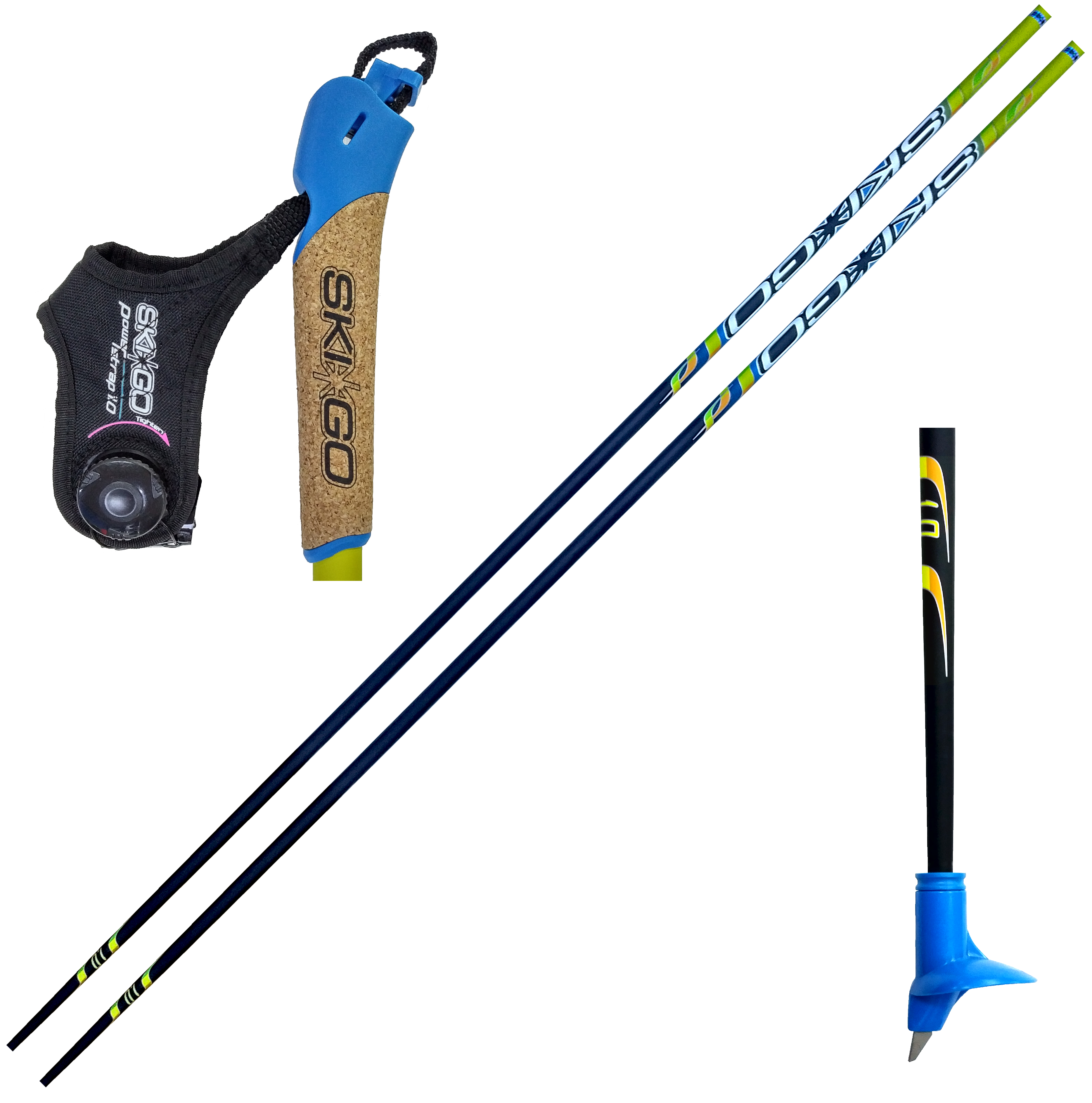 Лыжные палки SKIGO (22) Power Strap 2.0 (Карбон 100%) (желтый)