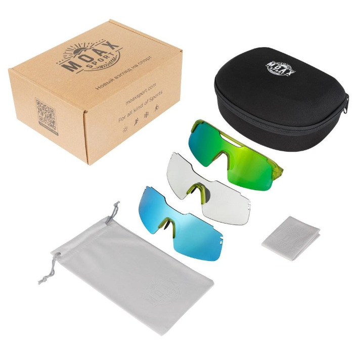 Очки спортивные MOAX Progress (3 комплекта линз) (зеленый)