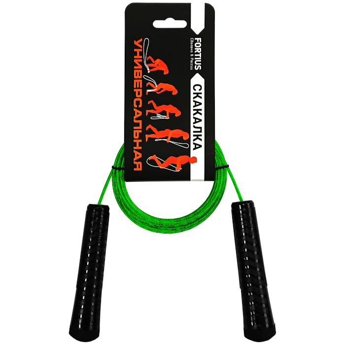 Скакалка FORTIUS трос 3,0 м. (ПП+ПВХ) (зеленый)