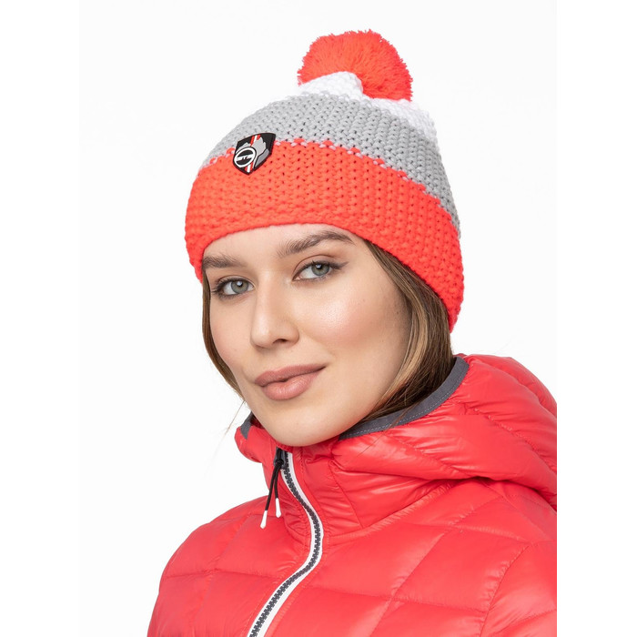Шапка вязаная GTS Corn Knit 3 полоски (розовый/серый)