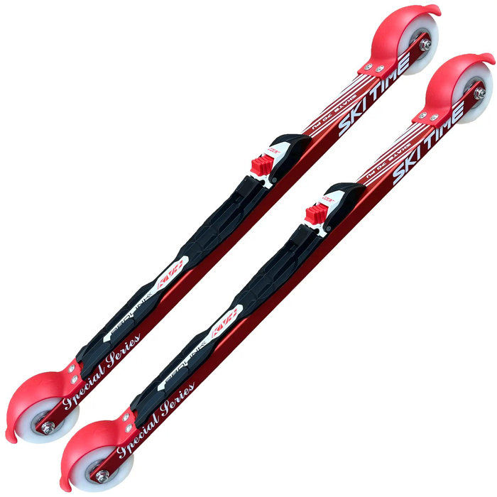 Лыжероллеры с креплениями SKI TIME Коньковые (620/70х30PU/88A) (белый/красный)
