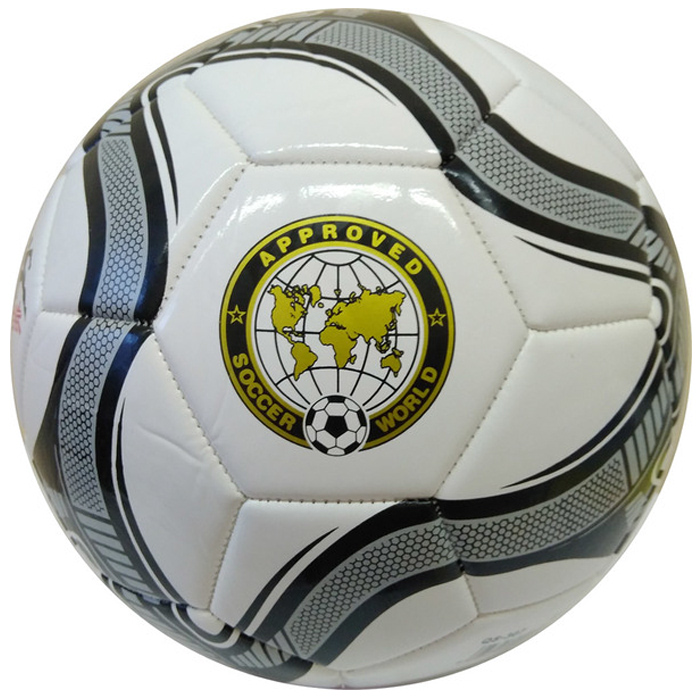 Мяч футбольный MEIK (3-слоя, PVC 2.3, 340 гр., машинная сшивка) (белый/серый)