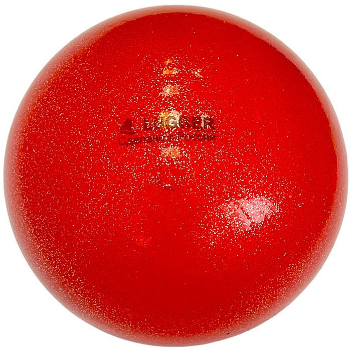 Мяч для художественной гимнастики LUGGER d=19 см, однотонный, с блестками (красный)