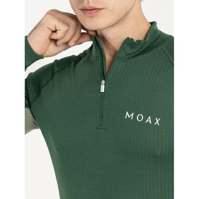 Термобелье мужское (верх) MOAX Race LS (с воротником) (зеленый)