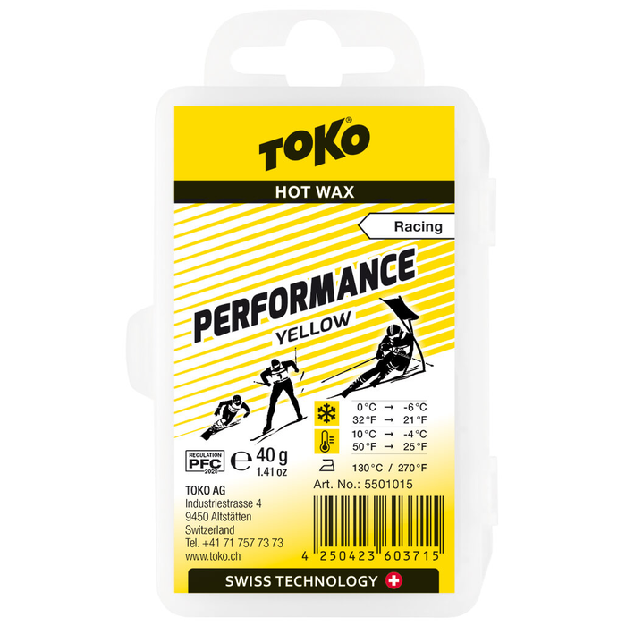 Парафин низкофтористый TOKO Racing Performance Yellow (0°С -6°С) 40 г.