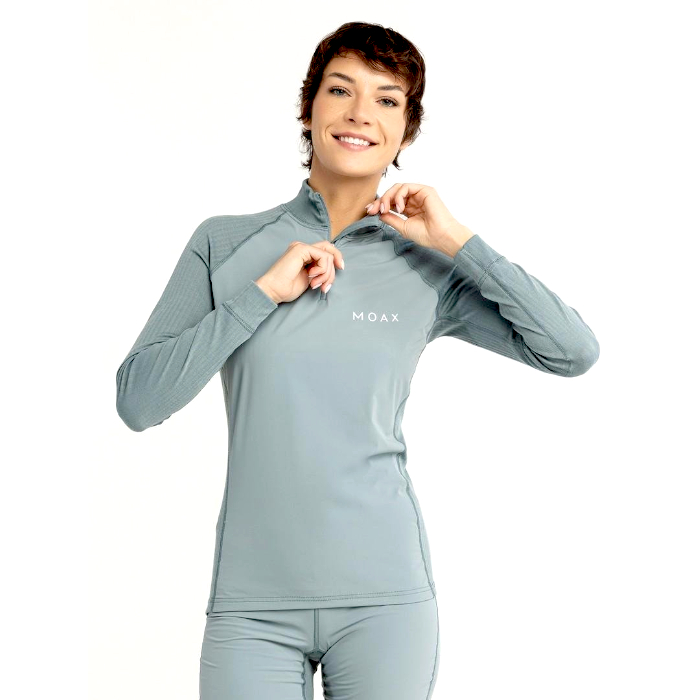 Термобелье женское (верх) MOAX Race Wind LS (серый/зеленый)