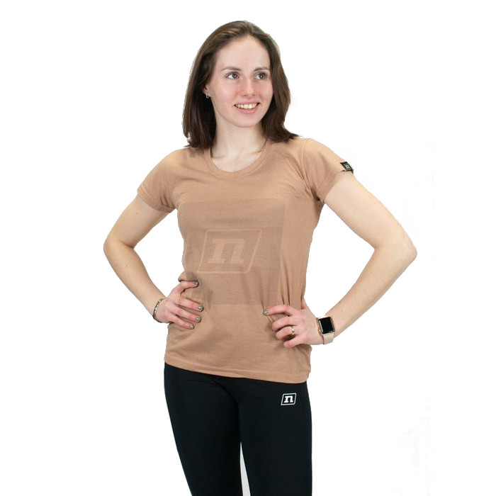 Футболка для бега женская NONAME Logo (бежевый)
