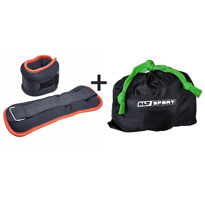 Утяжелитель SPORTEX &quot;ALT Sport&quot; (2х0,75 кг) (нейлон, в сумке), метал. крошка (черный/оранжевый)