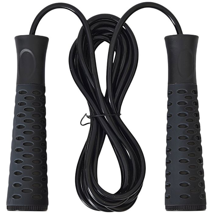 Скакалка скоростная SPORTEX с подшипником, трос ПВХ 3,0 м., пластиковые ручки (черный)