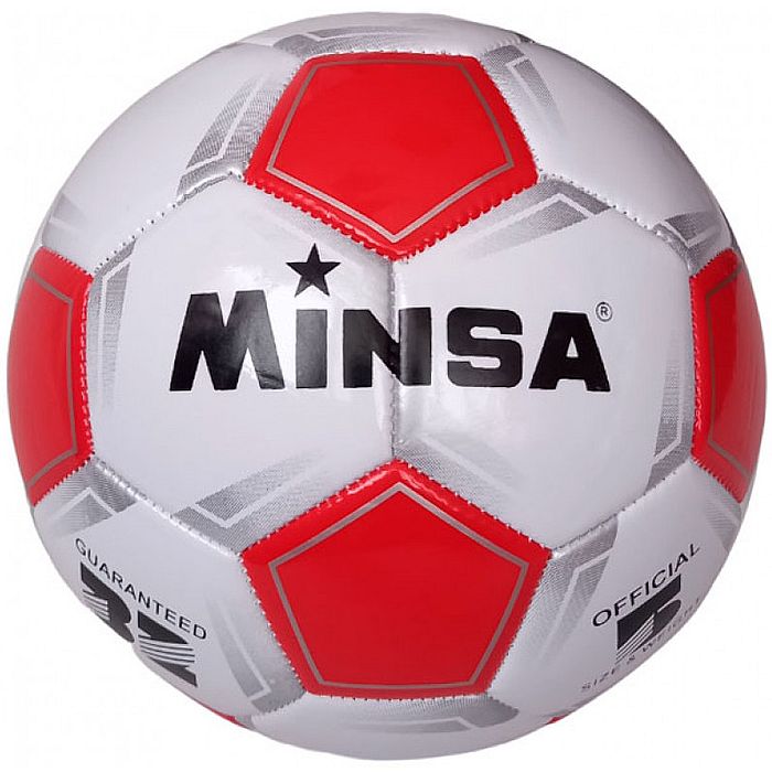 Мяч футбольный MINSA B5-9035 (PVC 2.7, 345 гр, маш. сш.) (красный/белый)