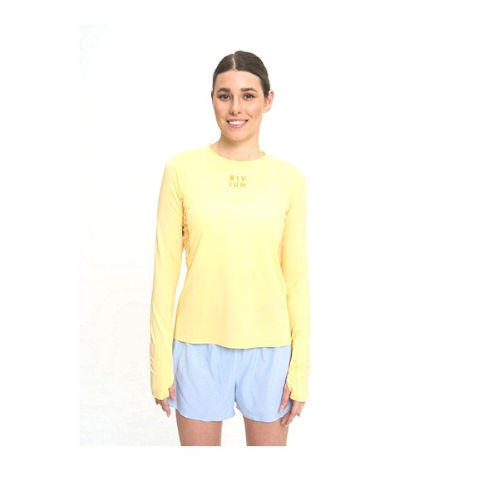 Лонгслив для бега женский BIVIUM Путь (желтый)