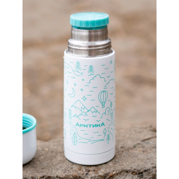 Термос Арктика с узким горлом и глухой пробкой, 0,35 л (белый)