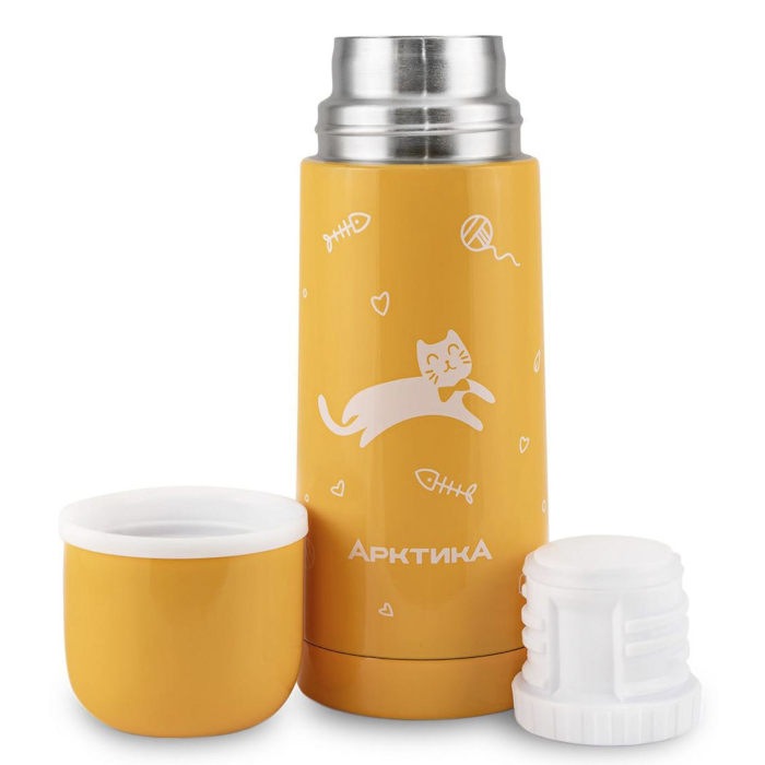 Термос Арктика с узким горлом и глухой пробкой, 0,35 л (желтый)