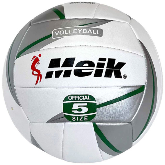 Мяч волейбольный MEIK (PVC 2.6, 270 гр., машинная сшивка) (белый/серебристый)