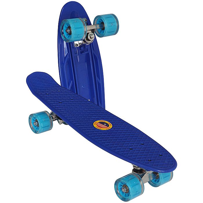 Пенни борд (скейт детский) SPORTEX SK50X (22" 56x15 см), свет. колеса (синий)