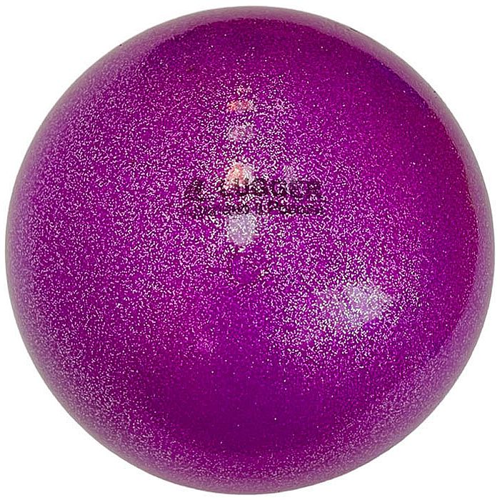Мяч для художественной гимнастики LUGGER d=19 см, однотонный, с блестками (фиолетовый)