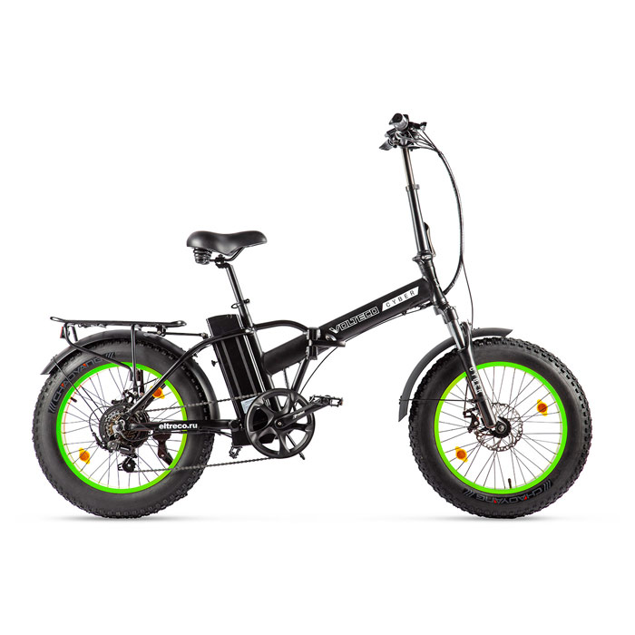 Электровелосипед VOLTECO CYBER 500 Wh (черный/салатовый) (2020)