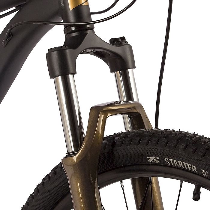 Велосипед STINGER Element Pro SE 27.5&quot;, Al, H-Disk Brake, 21-Speed (черный/золотой) (2022)