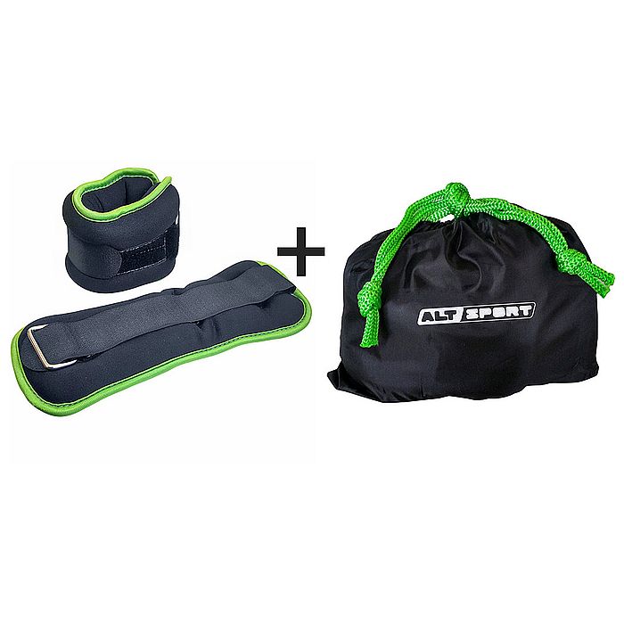 Утяжелитель SPORTEX "ALT Sport" (2х0,5 кг) (нейлон, в сумке), метал. крошка (черный/зеленый)