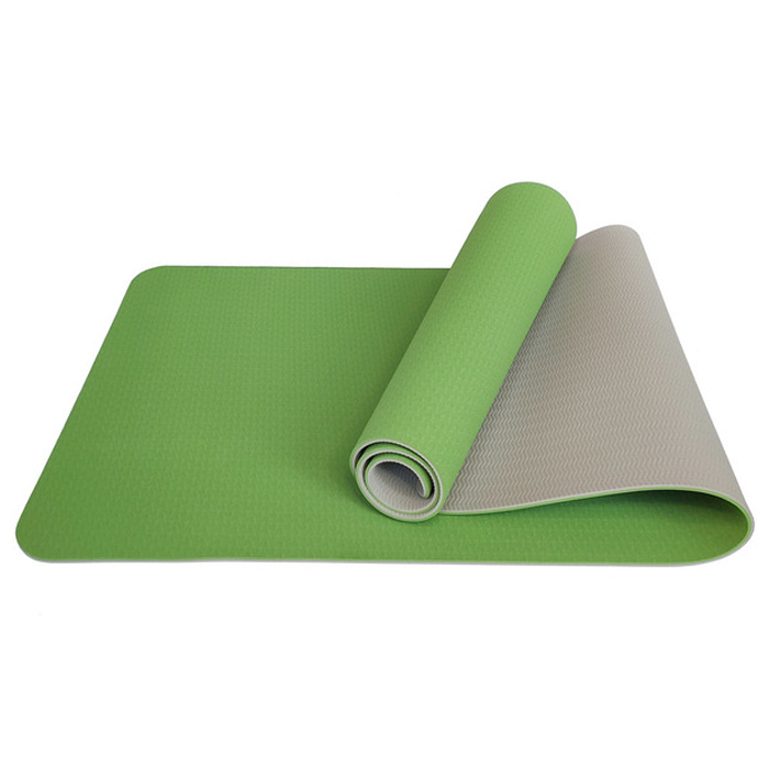 Коврик для йоги SPORTEX (ТПЕ 183х61х0,6 см) (зеленый/серый)
