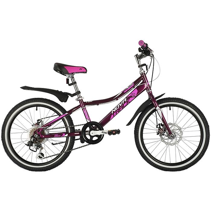 Велосипед NOVATRACK Alice 20", Steel, Disc Brakes, 6-Speed (пурпурный) (2021)