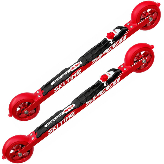 Лыжероллеры с креплениями SKI TIME Коньковые (550/100х24PU/82A) (белый/красный)