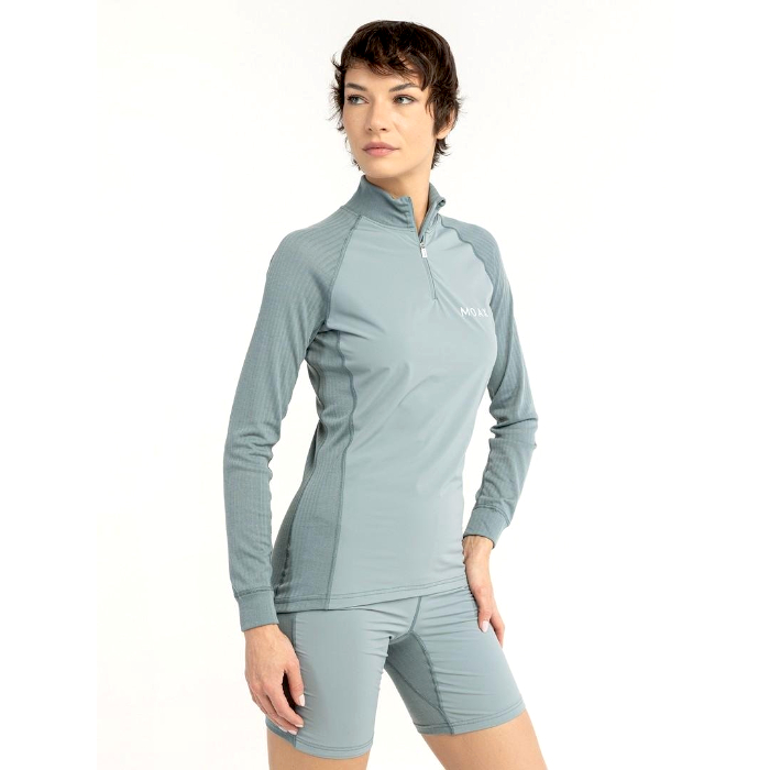 Термобелье женское (верх) MOAX Race Wind LS (серый/зеленый)