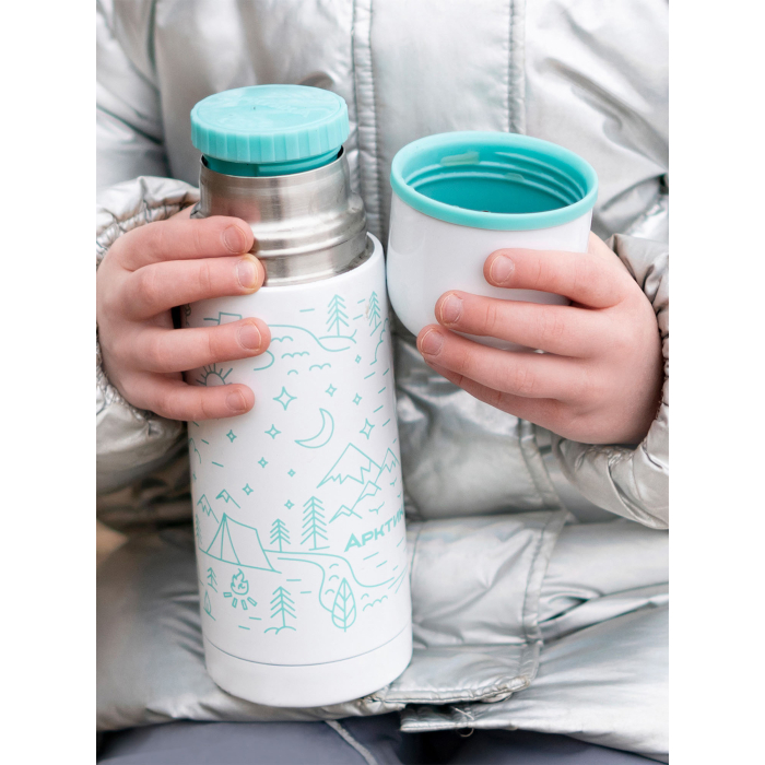 Термос Арктика с узким горлом и глухой пробкой, 0,35 л (белый)