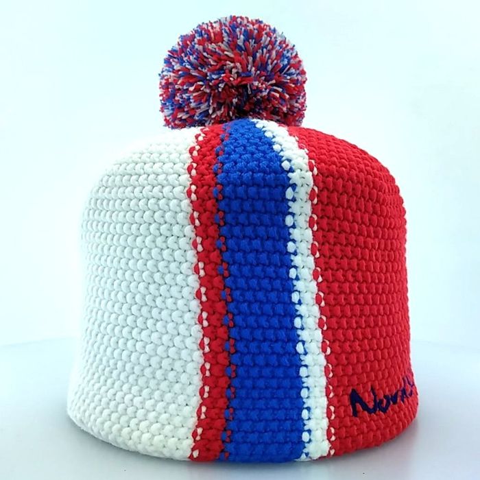Шапка вязаная NORDSKI Knit (белый/голубой)