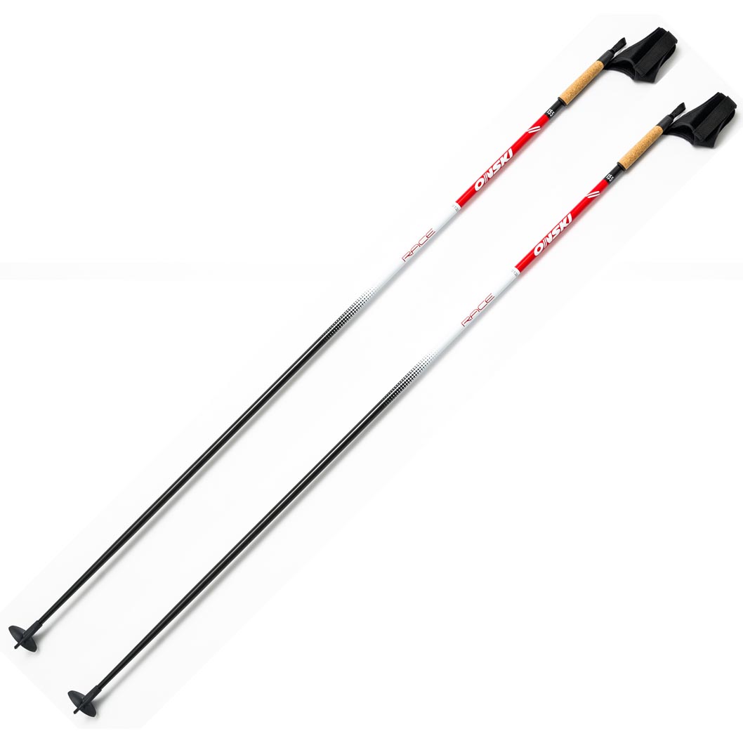 Лыжные палки ONSKI (Z61322) Race Carbon (Карбон 100%) (красный/белый)