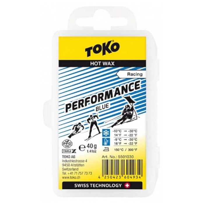 Парафин углеводородный TOKO Performance blue (-9°С -30°С) 40 г.