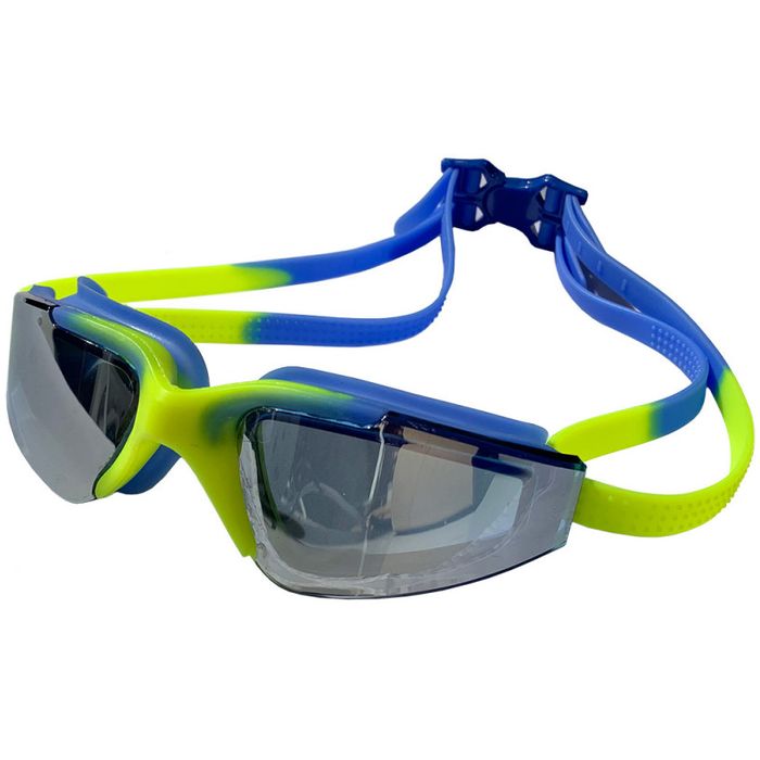 Очки для плавания SPORTEX взрослые, зеркальные, мягкая нерегулируемая переносица (синий/желтый)