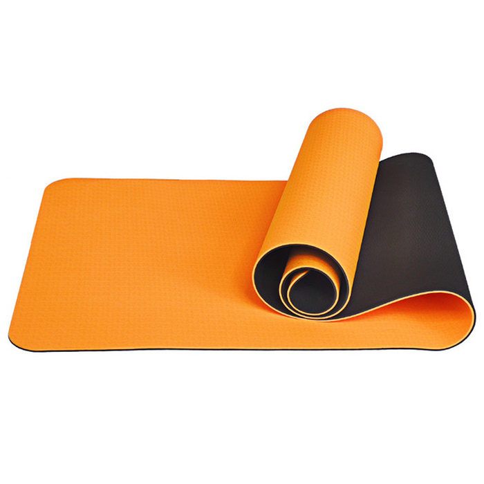 Коврик для йоги SPORTEX (ТПЕ 183х61х0,6 см) (оранжевый/черный)