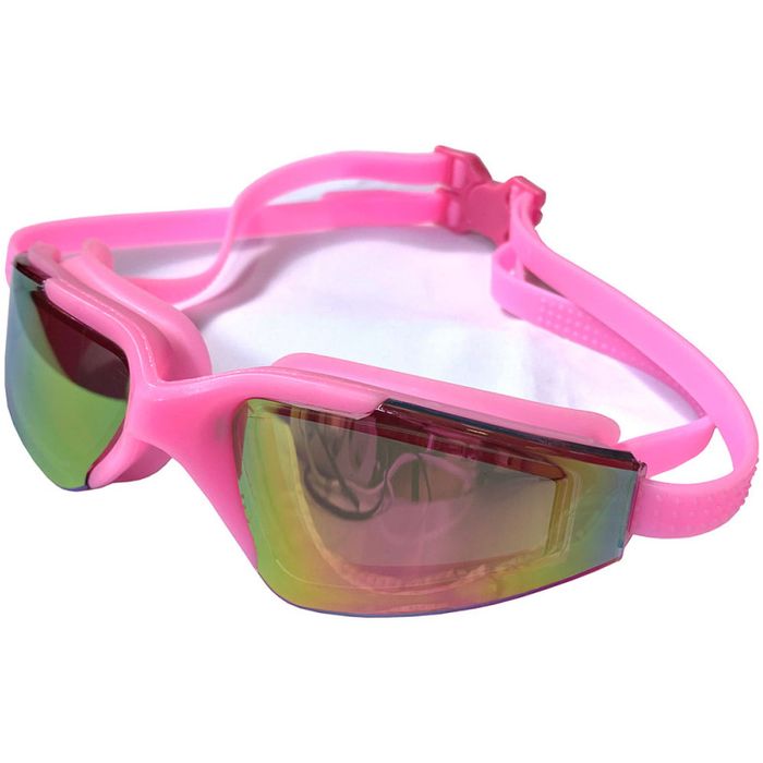 Очки для плавания SPORTEX взрослые, зеркальные, мягкая переносица (розовый)