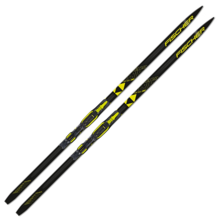 Лыжный комплект FISCHER Twin Skin Sprint Crown Jr. с креплениями NNN (черный/желтый)
