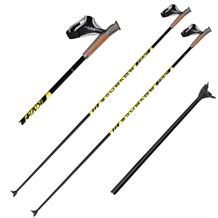 Лыжные палки KV+ (23P009) Advance (Карбон 50%+Стекло 50%) (черный/желтый)