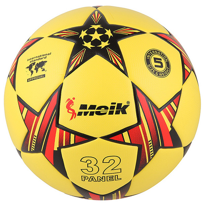 Мяч футбольный MEIK (4-слоя, TPU+PVC 3.2, 400 гр., термосшивка) (желтый/красный)