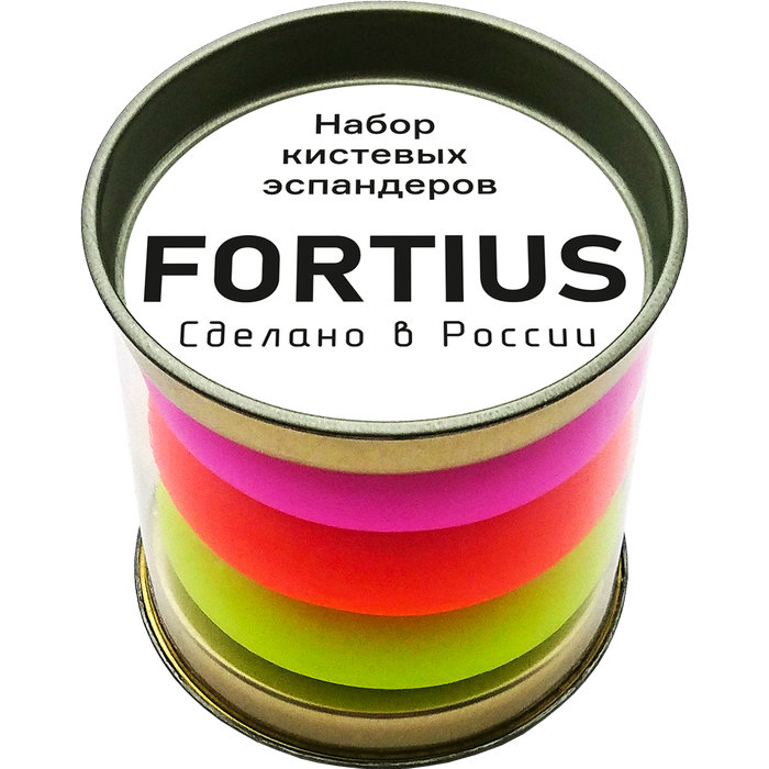 Набор кистевых эспандеров FORTIUS Neon 3 шт. (10, 20, 30 кг), тубус (мультиколор)